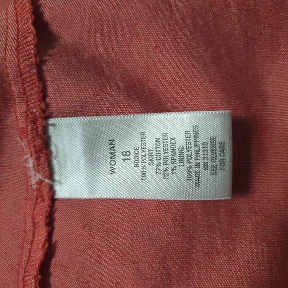 Dressbarn Womens 18 Floral Sleeveless Orange Dress - Picture 5 of 5